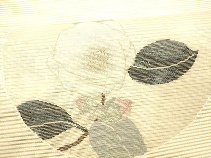 平和屋着物＊夏物 絽綴れ 太鼓柄袋帯 枝花文 金糸 正絹 逸品 DABC8664cm