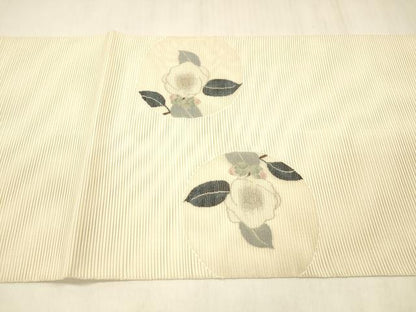 平和屋着物＊夏物 絽綴れ 太鼓柄袋帯 枝花文 金糸 正絹 逸品 DABC8664cm