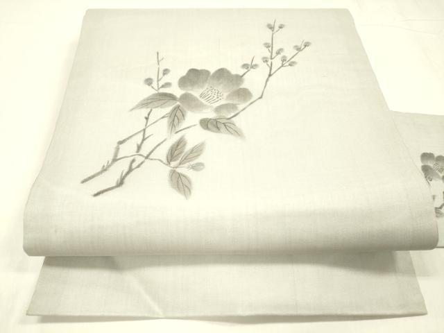 平和屋着物＊夏物 九寸名古屋帯 作家物 手描き 枝椿 正絹 逸品 DABC8667cm