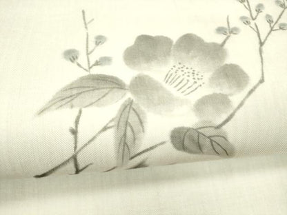平和屋着物＊夏物 九寸名古屋帯 作家物 手描き 枝椿 正絹 逸品 DABC8667cm