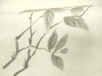 平和屋着物＊夏物 九寸名古屋帯 作家物 手描き 枝椿 正絹 逸品 DABC8667cm