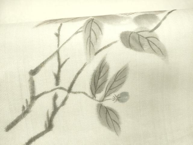 平和屋着物＊夏物 九寸名古屋帯 作家物 手描き 枝椿 正絹 逸品 DABC8667cm