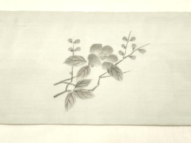 平和屋着物＊夏物 九寸名古屋帯 作家物 手描き 枝椿 正絹 逸品 DABC8667cm