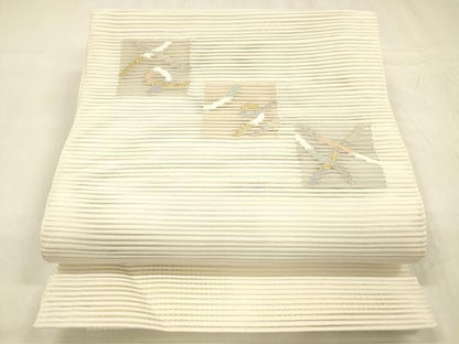 平和屋着物＊夏物 絽綴れ 八寸名古屋帯 抽象文様 金銀糸 正絹 逸品 DABC8668cm