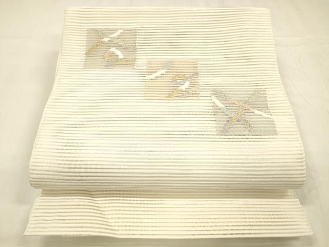 平和屋着物＊夏物 絽綴れ 八寸名古屋帯 抽象文様 金銀糸 正絹 逸品 DABC8668cm