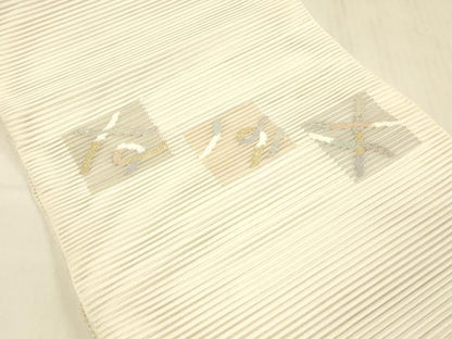 平和屋着物＊夏物 絽綴れ 八寸名古屋帯 抽象文様 金銀糸 正絹 逸品 DABC8668cm