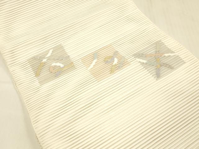 平和屋着物＊夏物 絽綴れ 八寸名古屋帯 抽象文様 金銀糸 正絹 逸品 DABC8668cm