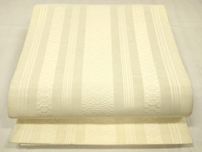 平和屋着物＊夏物 博多織 八寸名古屋帯 紗献上 鳥の子色 DABC8671cm