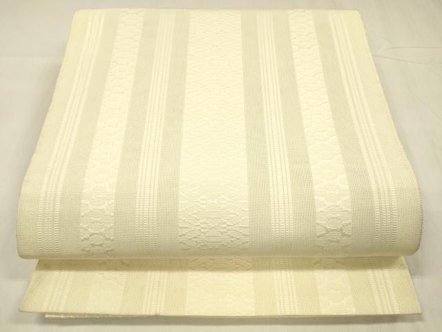 平和屋着物＊夏物 博多織 八寸名古屋帯 紗献上 鳥の子色 DABC8671cm
