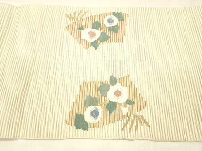 平和屋着物＊夏物 絽綴れ 両面 太鼓柄 京袋帯 地紙草花文 横段文 金銀糸 正絹 逸品 DABC8672cm