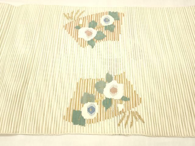 平和屋着物＊夏物 絽綴れ 両面 太鼓柄 京袋帯 地紙草花文 横段文 金銀糸 正絹 逸品 DABC8672cm