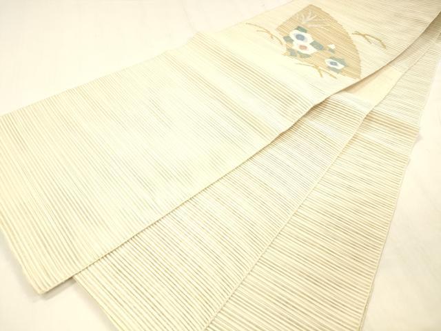 平和屋着物＊夏物 絽綴れ 両面 太鼓柄 京袋帯 地紙草花文 横段文 金銀糸 正絹 逸品 DABC8672cm