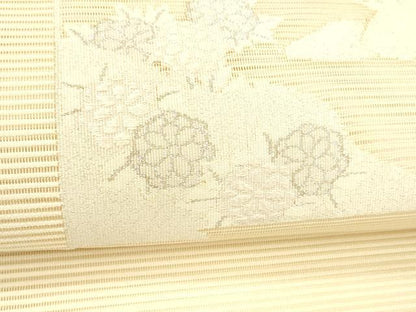 平和屋着物＊夏物 絽綴れ 八寸名古屋帯 草花文 銀糸 正絹 逸品 DABC8673cm