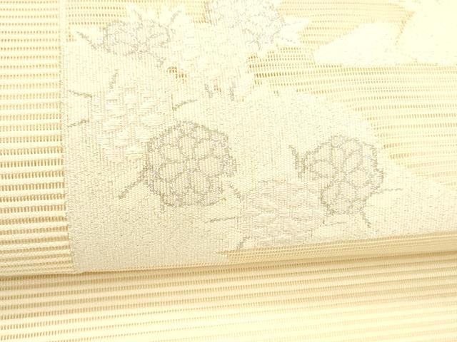 平和屋着物＊夏物 絽綴れ 八寸名古屋帯 草花文 銀糸 正絹 逸品 DABC8673cm