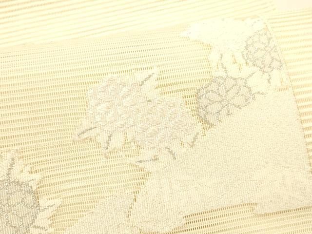 平和屋着物＊夏物 絽綴れ 八寸名古屋帯 草花文 銀糸 正絹 逸品 DABC8673cm