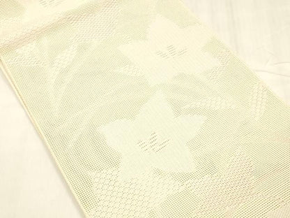 平和屋着物＊夏物 八寸名古屋帯 草花文 正絹 逸品 DABC8674cm