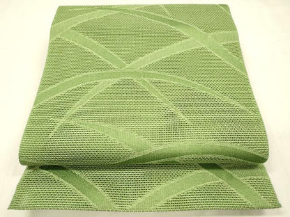 平和屋着物＊夏物 八寸名古屋帯 草葉文 青丹色 正絹 逸品 DABC8677cm