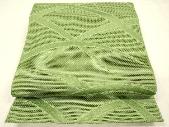 平和屋着物＊夏物 八寸名古屋帯 草葉文 青丹色 正絹 逸品 DABC8677cm