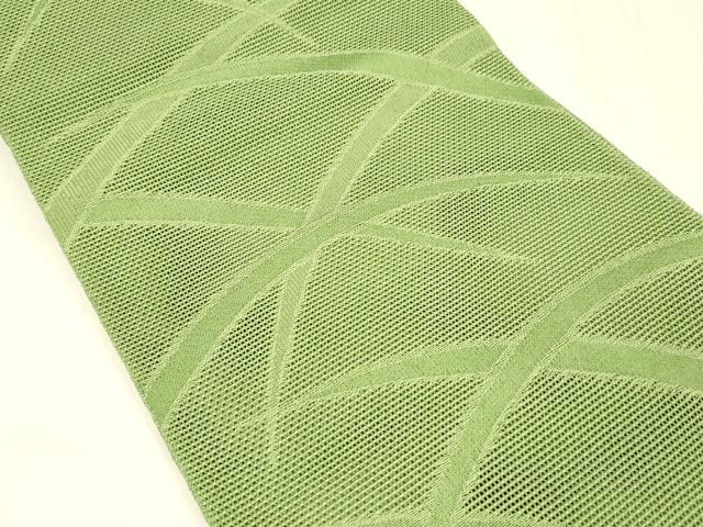 平和屋着物＊夏物 八寸名古屋帯 草葉文 青丹色 正絹 逸品 DABC8677cm