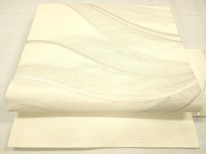 平和屋着物＊夏物 九寸名古屋帯 流水文 銀糸 正絹 逸品 DABC8678cm