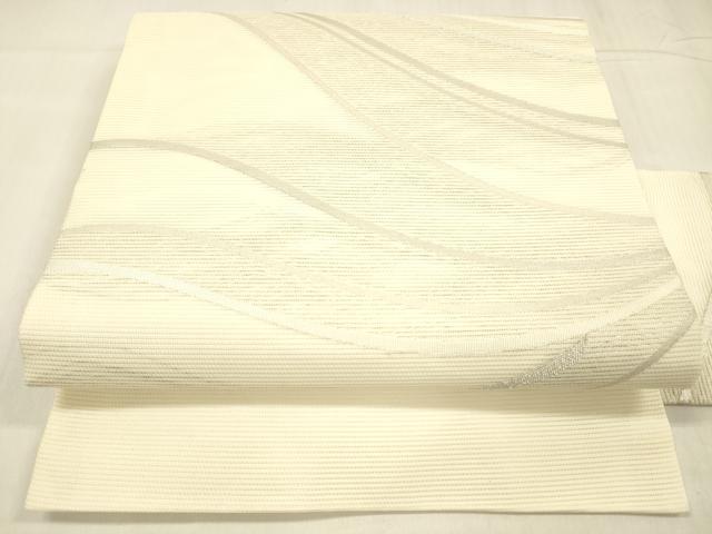 平和屋着物＊夏物 九寸名古屋帯 流水文 銀糸 正絹 逸品 DABC8678cm