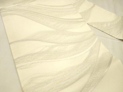 平和屋着物＊夏物 九寸名古屋帯 流水文 銀糸 正絹 逸品 DABC8678cm