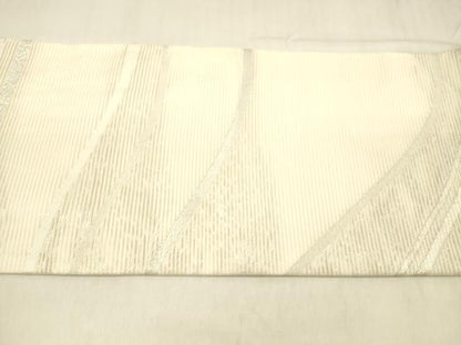 平和屋着物＊夏物 九寸名古屋帯 流水文 銀糸 正絹 逸品 DABC8678cm