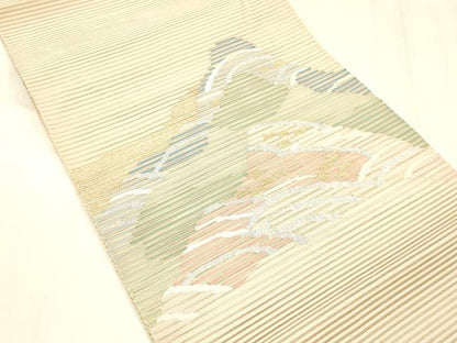 平和屋着物＊夏物 絽綴れ 八寸名古屋帯 流水文 金銀糸 正絹 逸品 DABC8679cm