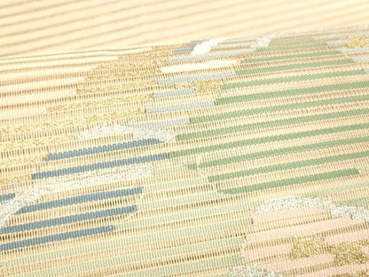 平和屋着物＊夏物 絽綴れ 八寸名古屋帯 流水文 金銀糸 正絹 逸品 DABC8679cm