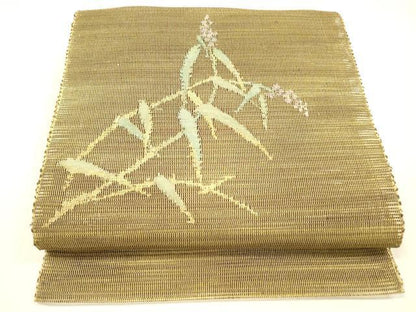 平和屋着物＊夏物 八寸名古屋帯 草葉文 正絹 逸品 DABC8680cm
