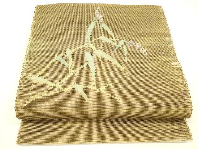 平和屋着物＊夏物 八寸名古屋帯 草葉文 正絹 逸品 DABC8680cm