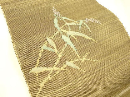 平和屋着物＊夏物 八寸名古屋帯 草葉文 正絹 逸品 DABC8680cm