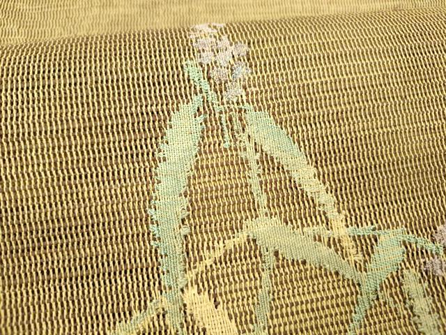 平和屋着物＊夏物 八寸名古屋帯 草葉文 正絹 逸品 DABC8680cm