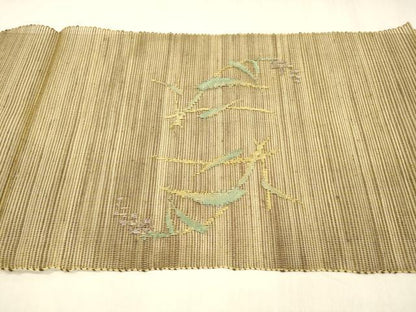 平和屋着物＊夏物 八寸名古屋帯 草葉文 正絹 逸品 DABC8680cm