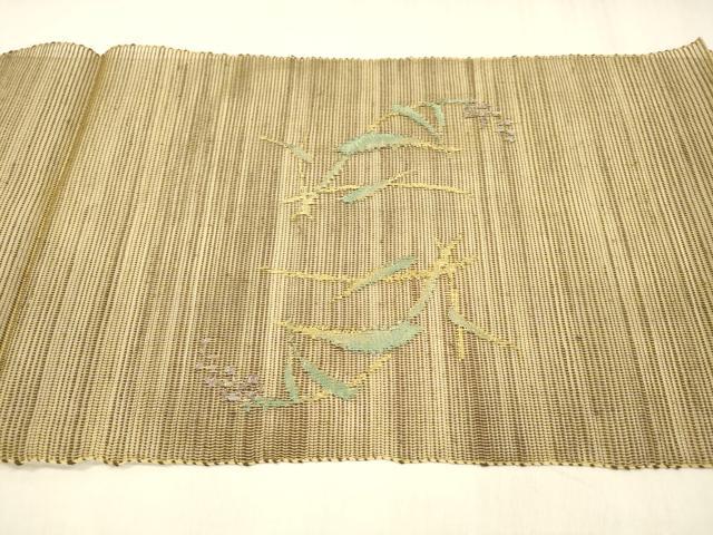 平和屋着物＊夏物 八寸名古屋帯 草葉文 正絹 逸品 DABC8680cm