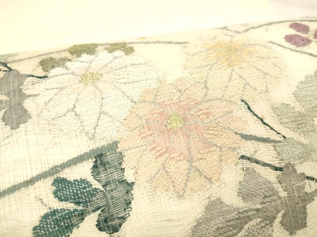 平和屋着物＊夏物 太鼓柄袋帯 流水草花文 金銀糸 正絹 逸品 DABC8687cm
