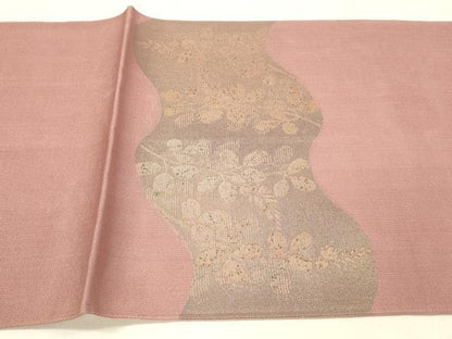 平和屋着物＊夏物　太鼓柄　本袋帯　草葉文　金糸　正絹　逸品　DABC8688cm