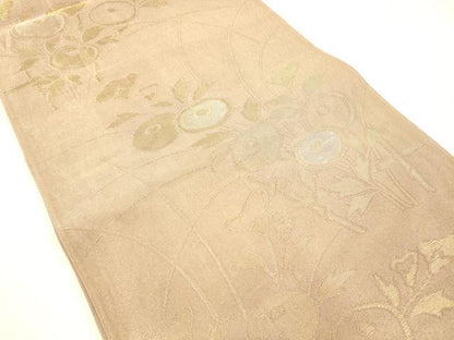 平和屋着物＊夏物 六通柄袋帯 草花文 金銀糸 正絹 逸品 DABC8689cm
