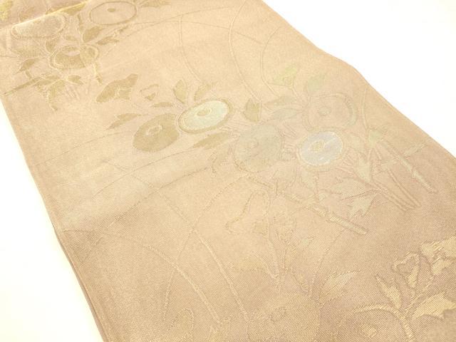 平和屋着物＊夏物 六通柄袋帯 草花文 金銀糸 正絹 逸品 DABC8689cm
