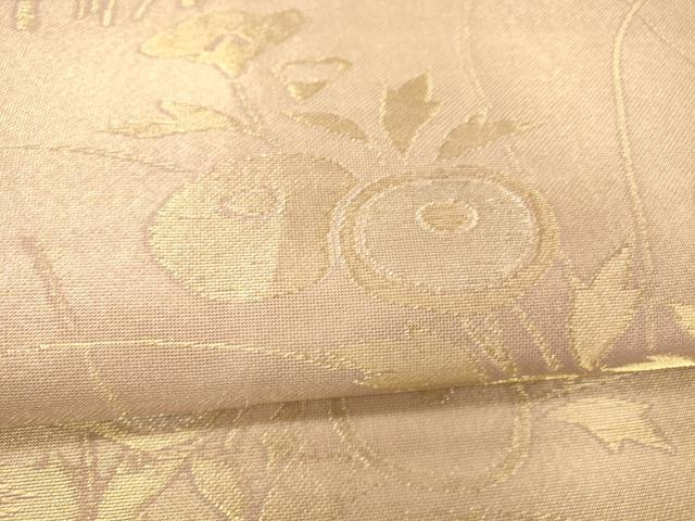 平和屋着物＊夏物 六通柄袋帯 草花文 金銀糸 正絹 逸品 DABC8689cm