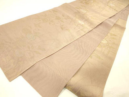平和屋着物＊夏物 六通柄袋帯 草花文 金銀糸 正絹 逸品 DABC8689cm