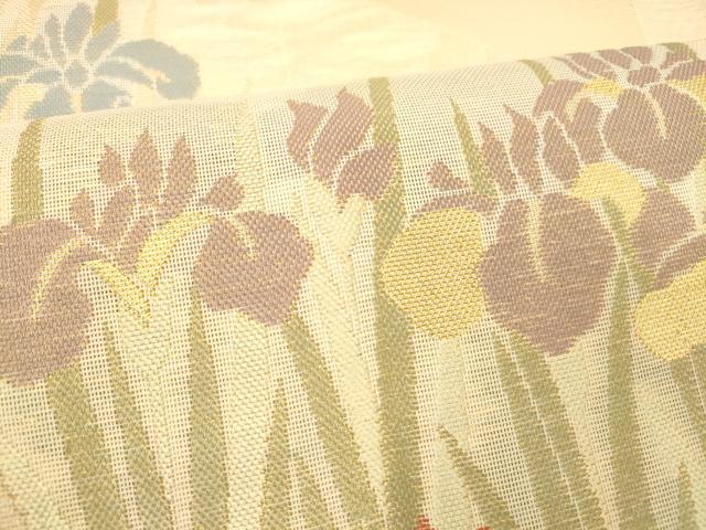 平和屋着物＊夏物 六通柄 本袋帯 杜若 金糸 正絹 逸品 DABC8690cm