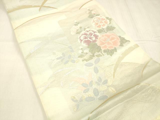 平和屋着物＊夏物 六通柄袋帯 雪芝花文 金銀糸 正絹 逸品 DABC8691cm