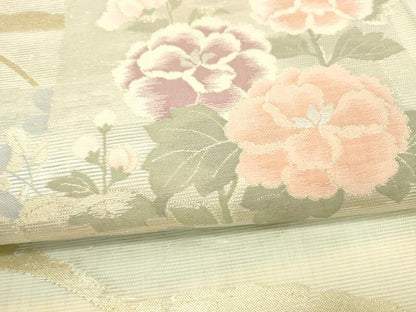 平和屋着物＊夏物 六通柄袋帯 雪芝花文 金銀糸 正絹 逸品 DABC8691cm