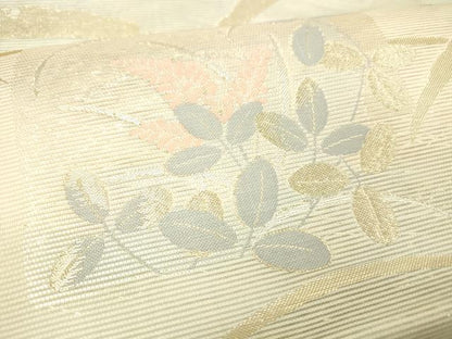 平和屋着物＊夏物 六通柄袋帯 雪芝花文 金銀糸 正絹 逸品 DABC8691cm