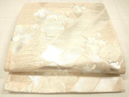平和屋着物＊夏物 六通柄袋帯 杜若 銀糸 正絹 逸品 DABC8692cm