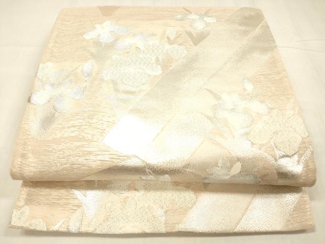 平和屋着物＊夏物 六通柄袋帯 杜若 銀糸 正絹 逸品 DABC8692cm