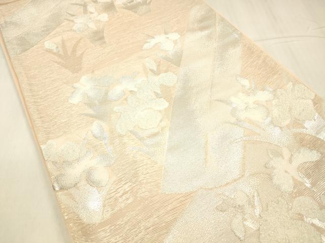 平和屋着物＊夏物 六通柄袋帯 杜若 銀糸 正絹 逸品 DABC8692cm