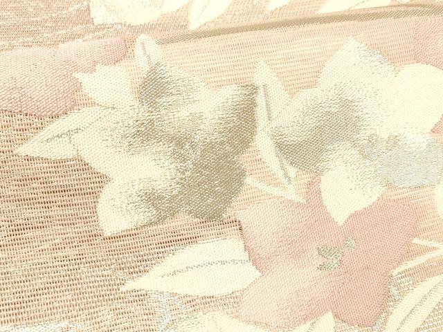 平和屋着物＊夏物 六通柄袋帯 流水草花文 銀糸 正絹 逸品 DABC8695cm