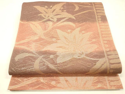 平和屋着物＊夏物 六通柄 本袋帯 更紗花文 金糸 正絹 逸品 DABC8696cm